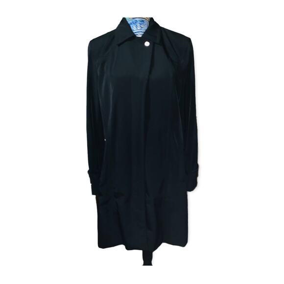 Dana Buchman Jackets & Blazers - Dana Buchman Black Leopard Print Women Long Sleeve  Trench Coat sz med